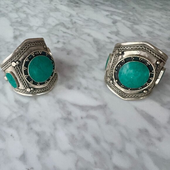 Other - Silver Cuff Bracelets with Turquoise